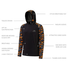 Men’s UPF 50+ Long Sleeve Fishing Hoodie  FS17M New