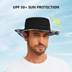 UPF 50+ Patterned Under Brim Foldable Bucket Sun Hats FH18