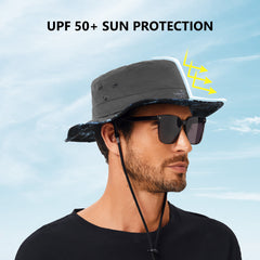 UPF 50+ Patterned Under Brim Foldable Bucket Sun Hats FH18