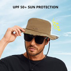 UPF 50+ Patterned Under Brim Foldable Bucket Sun Hats FH18