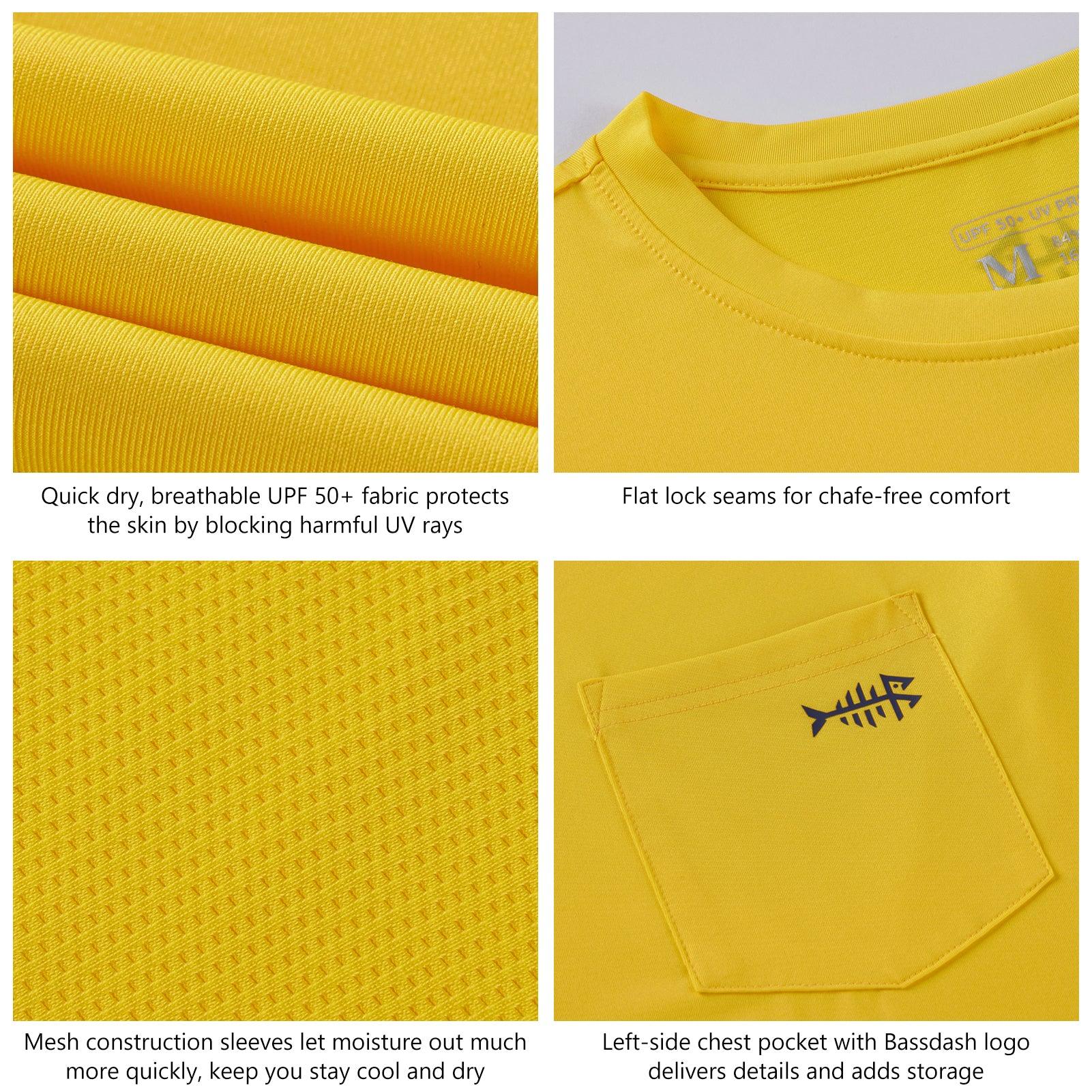 Men’s UPF 50+ Long Sleeve Sun Shirt with Chest Pocket - Bassdash