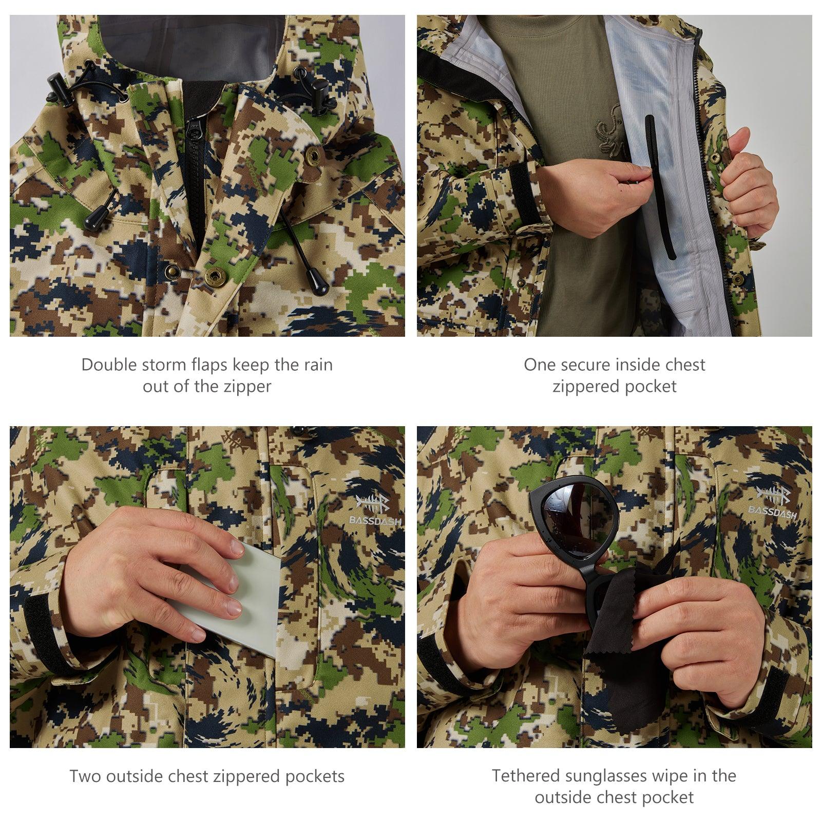 Men's Hunter Rain Jacket Breathable Camo Waterproof Hunting Jacket | Bassdash Hunting Reeds / 2XL