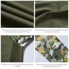 M's UPF 50+ Camo Long Sleeve Fishing Shirt FS08M New Colors