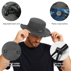 UPF 50+ Patterned Under Brim Foldable Bucket Sun Hats FH18