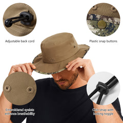 UPF 50+ Patterned Under Brim Foldable Bucket Sun Hats FH18