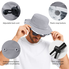 UPF 50+ Patterned Under Brim Foldable Bucket Sun Hats FH18