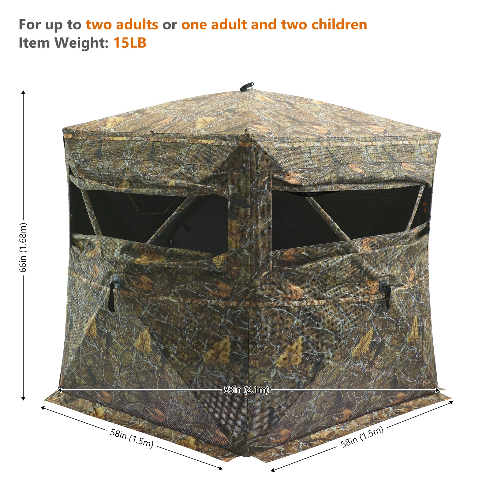 2 Person 270 Degree One-Way See Through Hunting Ground Blind P2-150