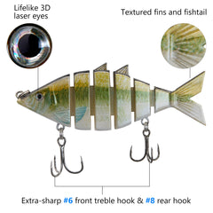 Bone Swimbait Multi Jointed Hard Fishing Lure for Bass