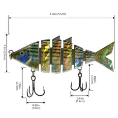 Bone Swimbait Multi Jointed Hard Fishing Lure for Bass
