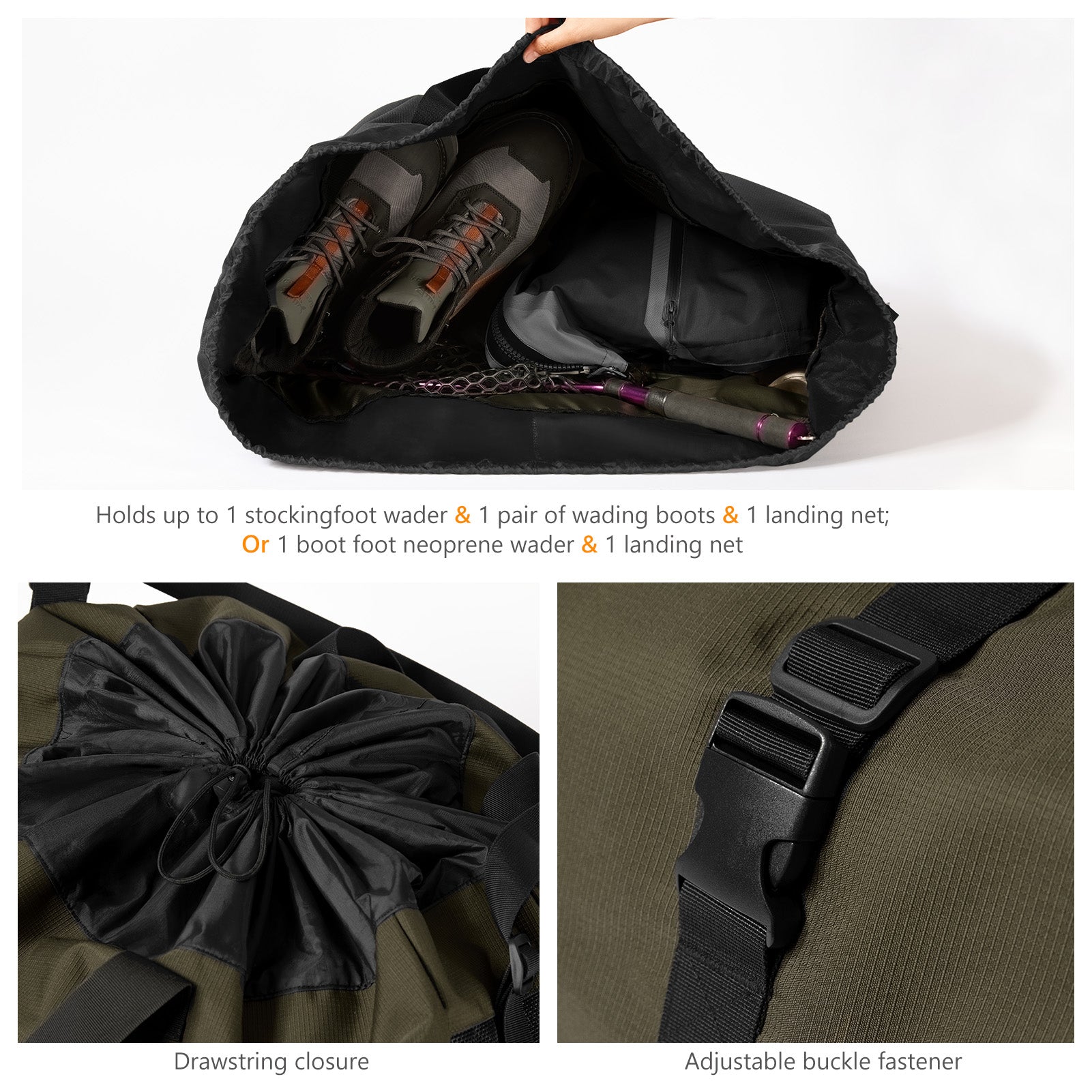 bag to transport fishing landing net Storage Bag for Waders