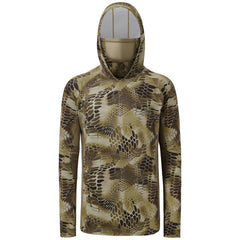 M's UPF 50+ Long Sleeve Camo Hoodie for Hunting with Mask FS06M