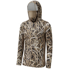 M's UPF 50+ Long Sleeve Camo Hoodie for Hunting with Mask FS06M