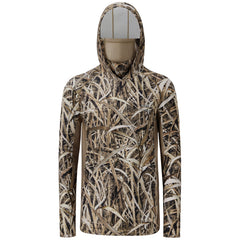 M's UPF 50+ Long Sleeve Camo Hoodie for Hunting with Mask FS06M
