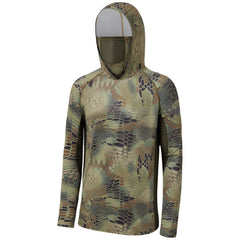 M's UPF 50+ Long Sleeve Camo Hoodie for Hunting with Mask FS06M