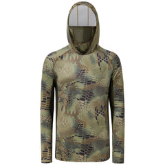 M's UPF 50+ Long Sleeve Camo Hoodie for Hunting with Mask FS06M