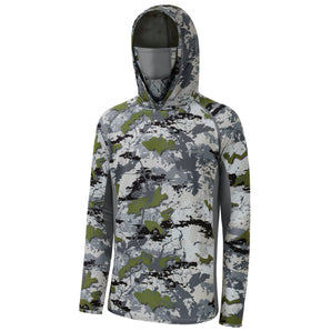 M's UPF 50+ Long Sleeve Camo Hoodie for Hunting with Mask FS06M
