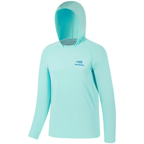 Youth UPF50+ Long Sleeve Fishing Hoodie Shirt FS03Y - Bassdash#color_seafoam