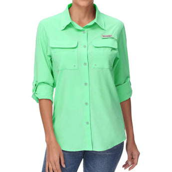 Women's UPF 50+ Long Sleeve Button Down Shirt FS21W - Bassdash