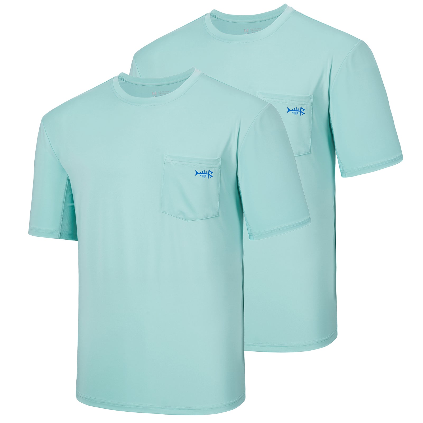 Men's UPF 50+ Short Sleeve Pocket T-Shirt FS26M 2pcs/Pack, Seafoam/Vivid Blue Logo / XX-Large