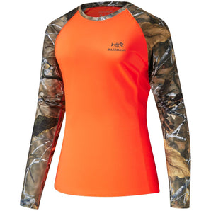 Women's Hunting Camo Long Sleeve UV Shirts FS13W - Bassdash
#color_blaze-orange-autumn-forest