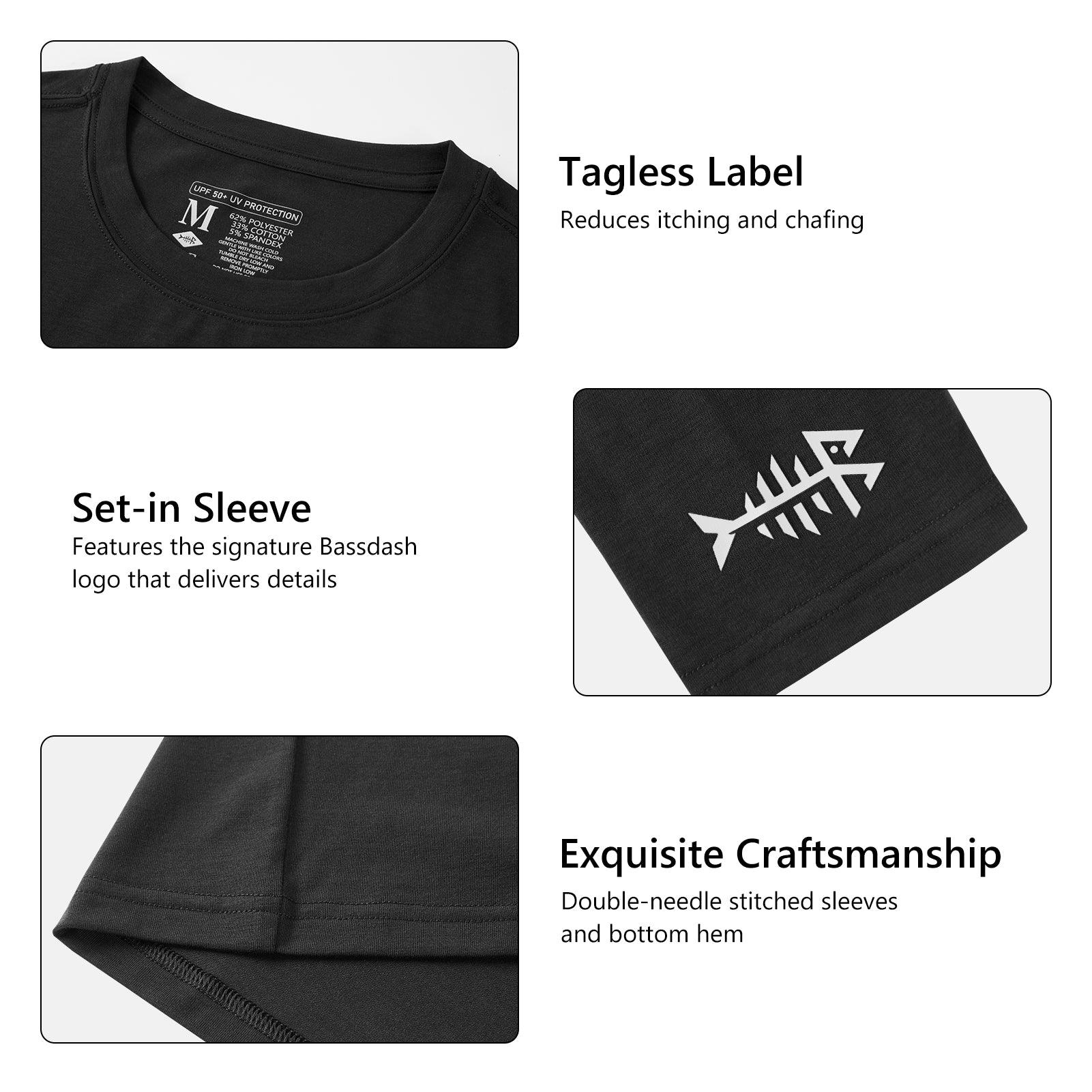 Men's UPF 50+ Cotton Blend Short Sleeve T-Shirts - Bassdash