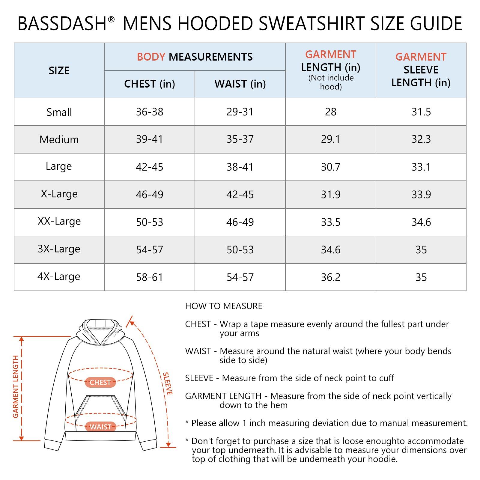 BASSDASH Men‘s Fleece Hoodies FS32M - Bassdash