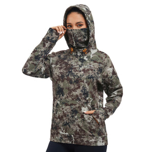 BASSDASH Women’s Fleece Hoodie with Neck Gaiter - Bassdash
#color_grunge-camo-no-logo-at-sleeve
