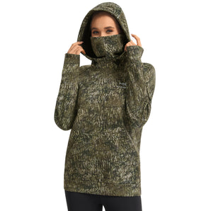 BASSDASH Women’s Fleece Hoodie with Neck Gaiter - Bassdash
#color_moss-wood-no-logo-at-sleeve