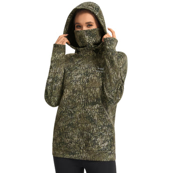 BASSDASH Women’s Fleece Hoodie with Neck Gaiter - Bassdash
#color_moss-wood-no-logo-at-sleeve