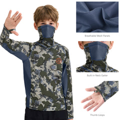 Youth UPF 50+ Hunting Hoodie Shirt with Neck Gaiter FS02Y