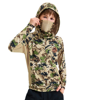 Youth UPF 50+ Hunting Hoodie Shirt with Neck Gaiter FS02Y