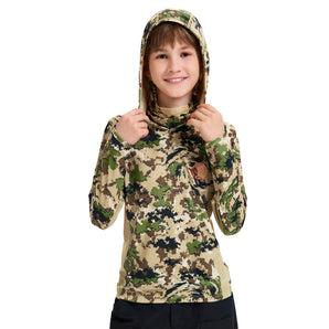Youth UPF 50+ Hunting Hoodie Shirt with Neck Gaiter FS02Y