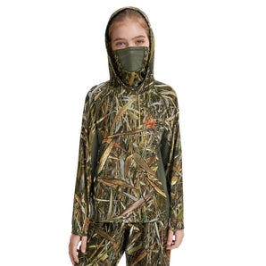 Youth UPF 50+ Hunting Hoodie Shirt with Neck Gaiter FS02Y