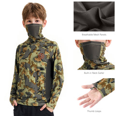 Youth UPF 50+ Hunting Hoodie Shirt with Neck Gaiter FS02Y
