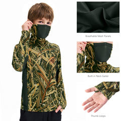 Youth UPF 50+ Hunting Hoodie Shirt with Neck Gaiter FS02Y