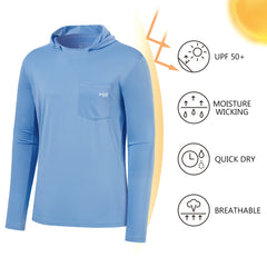 M’s UPF 50+ Long Sleeve Fishing Hoodie Shirts with Pocket FS34M