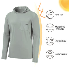 M’s UPF 50+ Long Sleeve Fishing Hoodie Shirts with Pocket FS34M