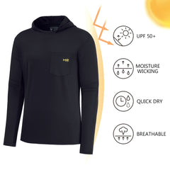 M’s UPF 50+ Long Sleeve Fishing Hoodie Shirts with Pocket FS34M