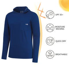M’s UPF 50+ Long Sleeve Fishing Hoodie Shirts with Pocket FS34M