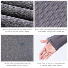 M’s UPF 50+ Long Sleeve Fishing Hoodie Shirts with Pocket FS34M