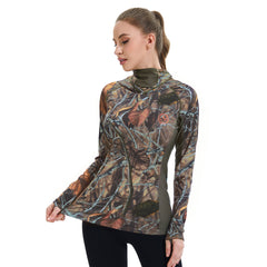Women’s UPF 50+ Camo Hoodie Shirt with Neck Gaiter FS03W