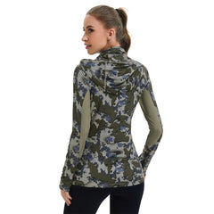 Women’s UPF 50+ Camo Hoodie Shirt with Neck Gaiter FS03W