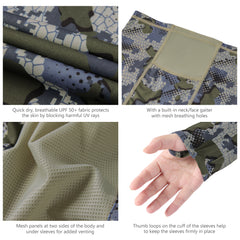 Women’s UPF 50+ Camo Hoodie Shirt with Neck Gaiter FS03W