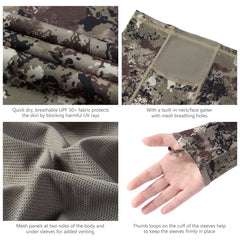 Women’s UPF 50+ Camo Hoodie Shirt with Neck Gaiter FS03W