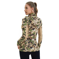 Women’s UPF 50+ Camo Hoodie Shirt with Neck Gaiter FS03W
