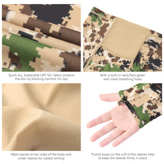 Women’s UPF 50+ Camo Hoodie Shirt with Neck Gaiter FS03W