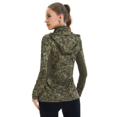 Women’s UPF 50+ Camo Hoodie Shirt with Neck Gaiter FS03W