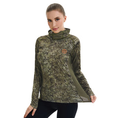 Women’s UPF 50+ Camo Hoodie Shirt with Neck Gaiter FS03W
