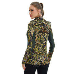 Women’s UPF 50+ Camo Hoodie Shirt with Neck Gaiter FS03W