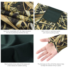 Women’s UPF 50+ Camo Hoodie Shirt with Neck Gaiter FS03W